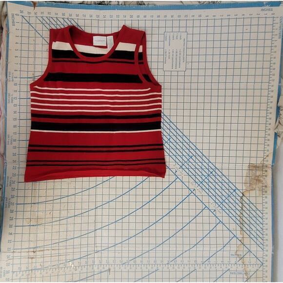 Liz Claiborne Striped 2‎ Piece Preppy Button Up Twin Set Cardigan Tank Sweater - Picture 6 of 16